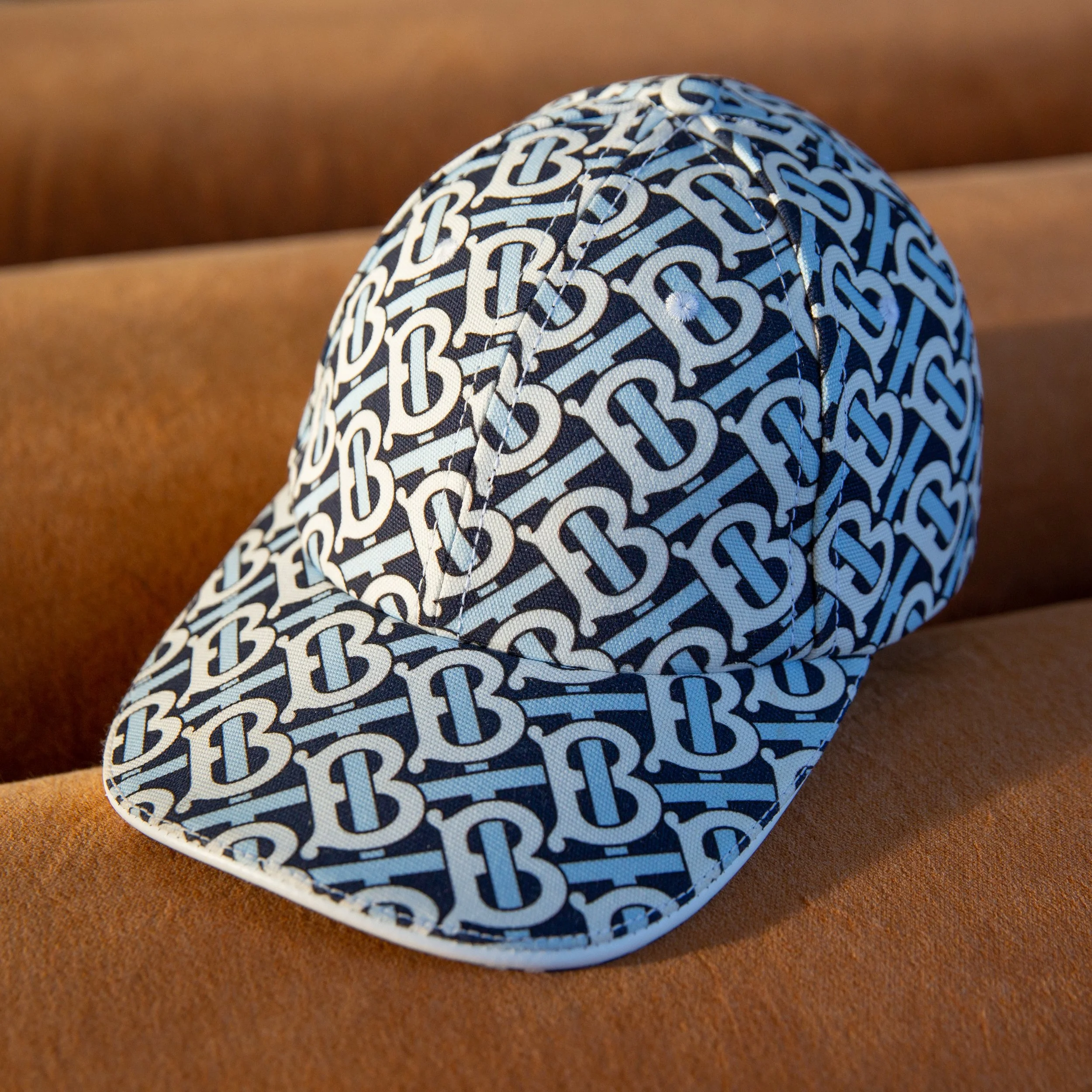 キャップ Burberry Monogram Cap - Burberry - Wool - Blue Burberry Blue TB Monogram Cap — THE SWAVES